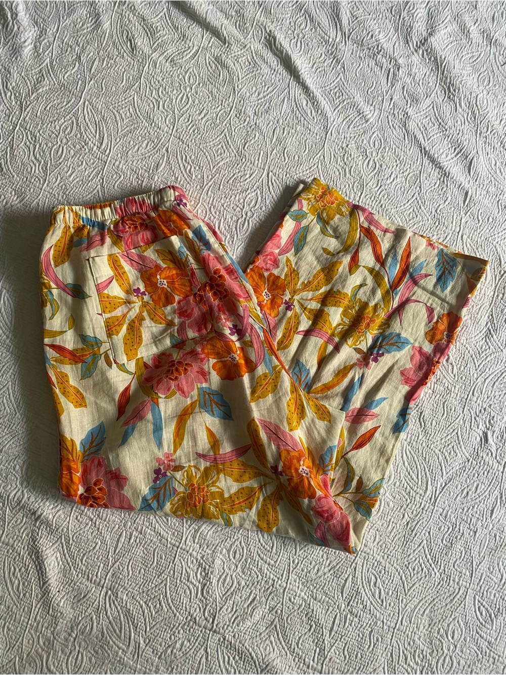 C&C California Floral Lounge Pants in Cream, Pink & Yellow